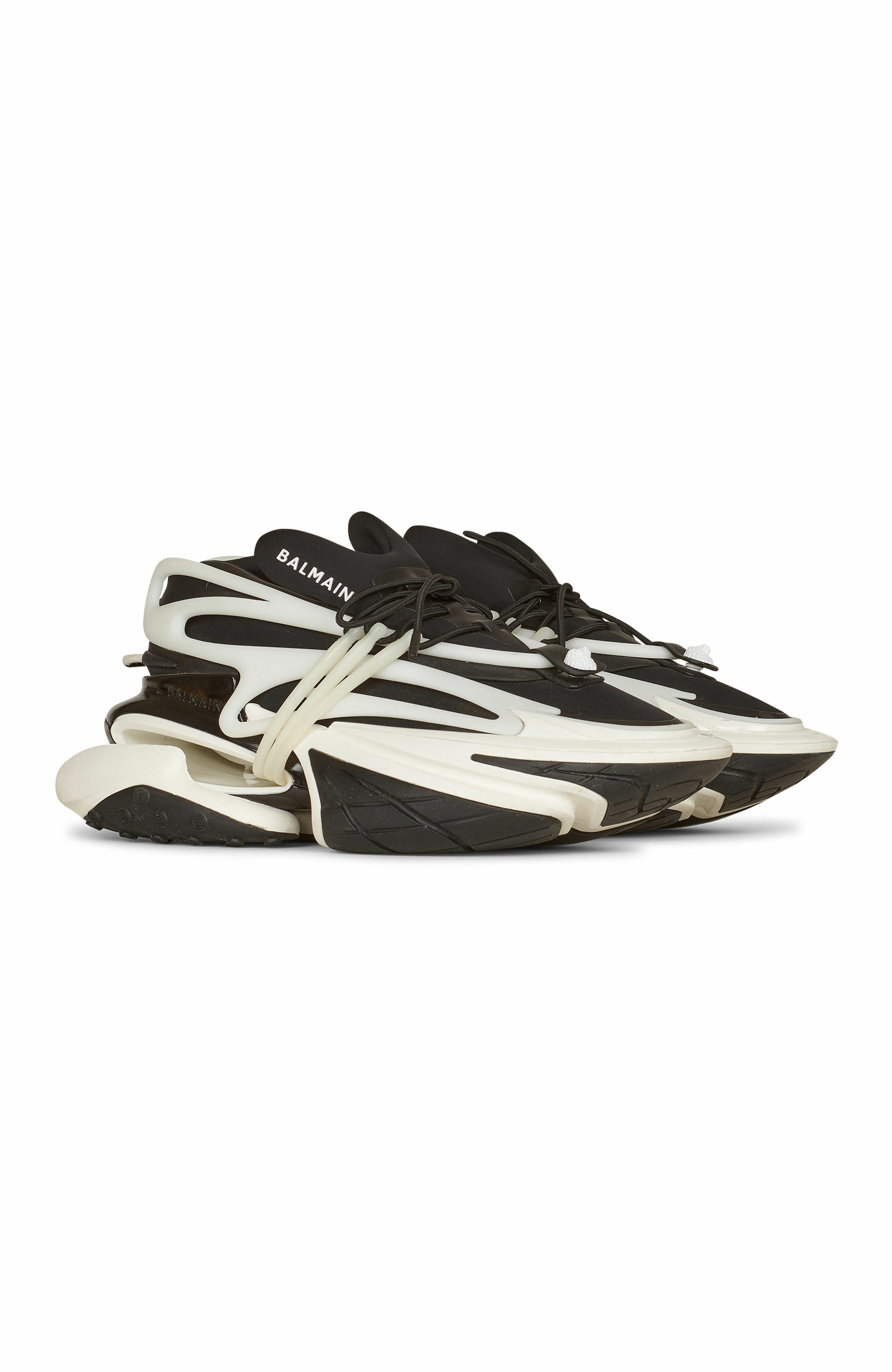 Balmain Unicorn low-top sneakers in neoprene and leather in Black at Nordstrom - 1
