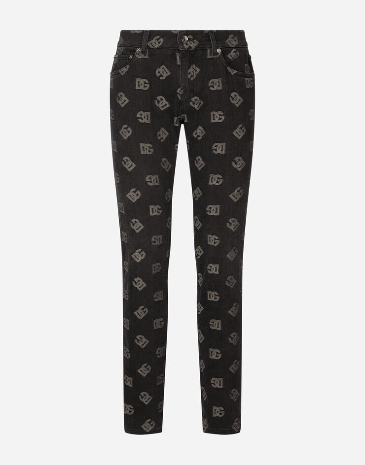 Skinny stretch jacquard jeans with DG Monogram design - 1