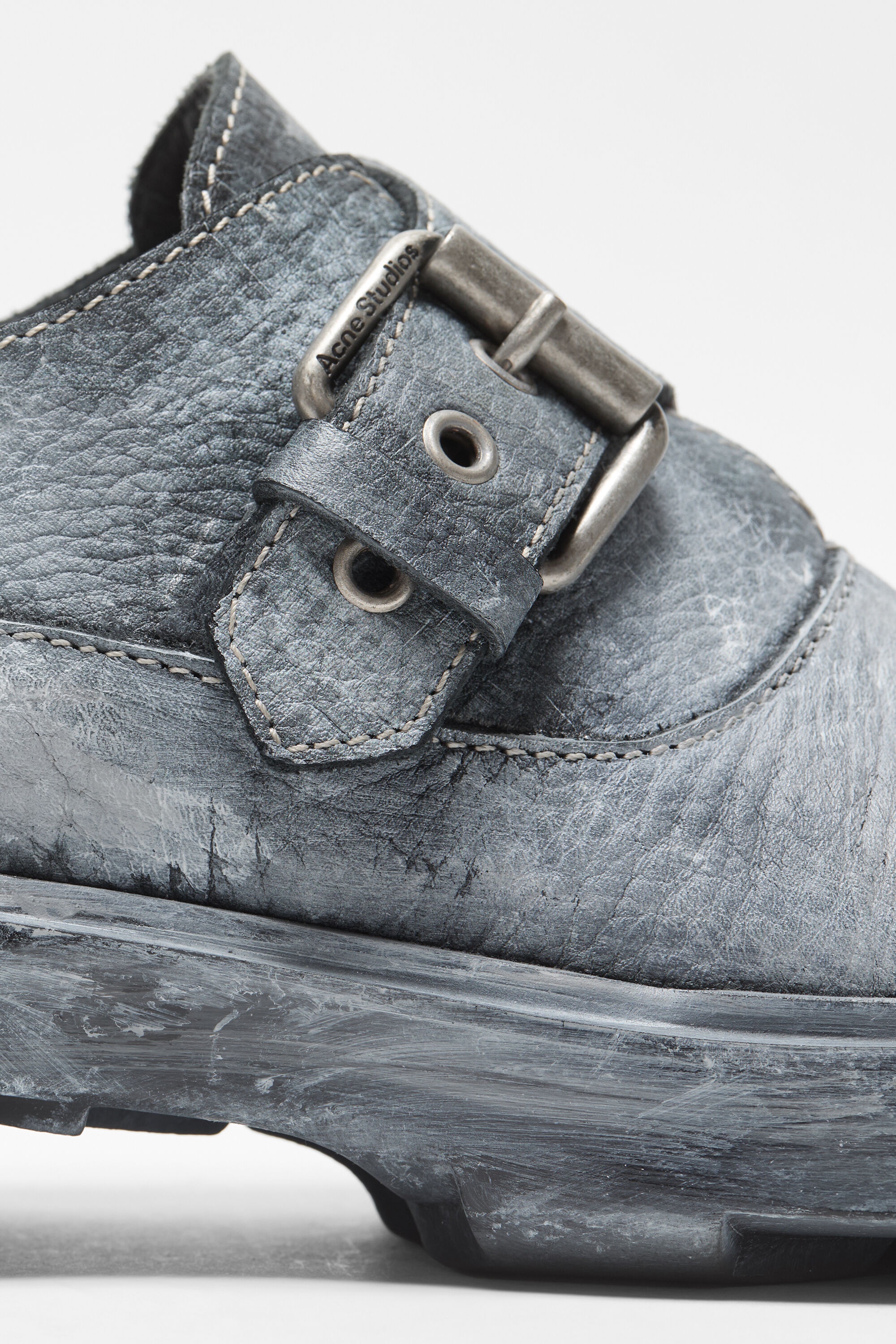 Buckle leather shoes - Black/grey - 4