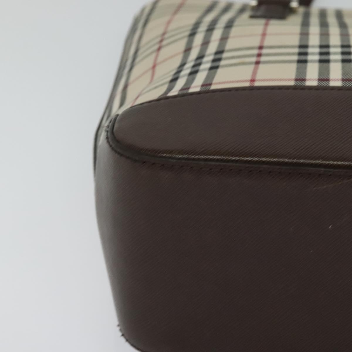 Burberry Nova Check Shoulder Bag Canvas Leather Beige Brown Silver - 9