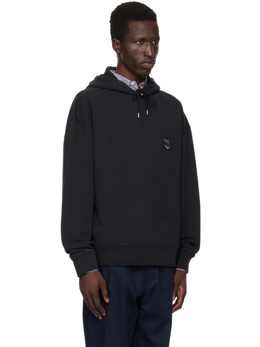 Black Bold Fox Head Hoodie - 2