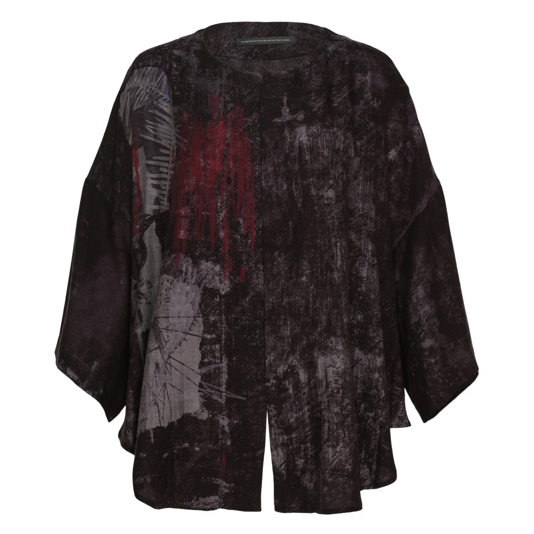 Abstract Print Half Sleeve Blouse - 1