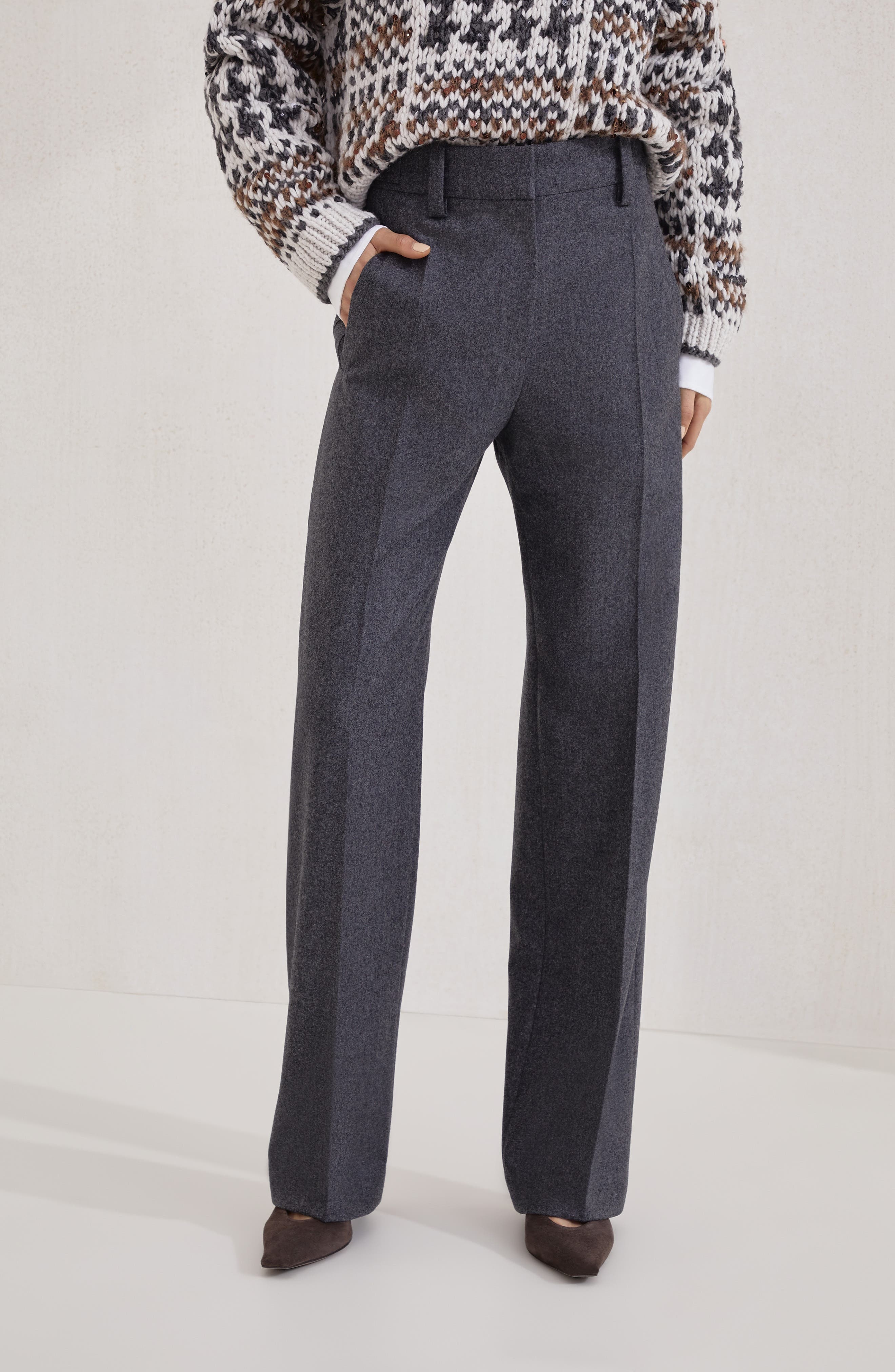 Brunello Cucinelli Straight Loose trousers in Lead at Nordstrom - 2