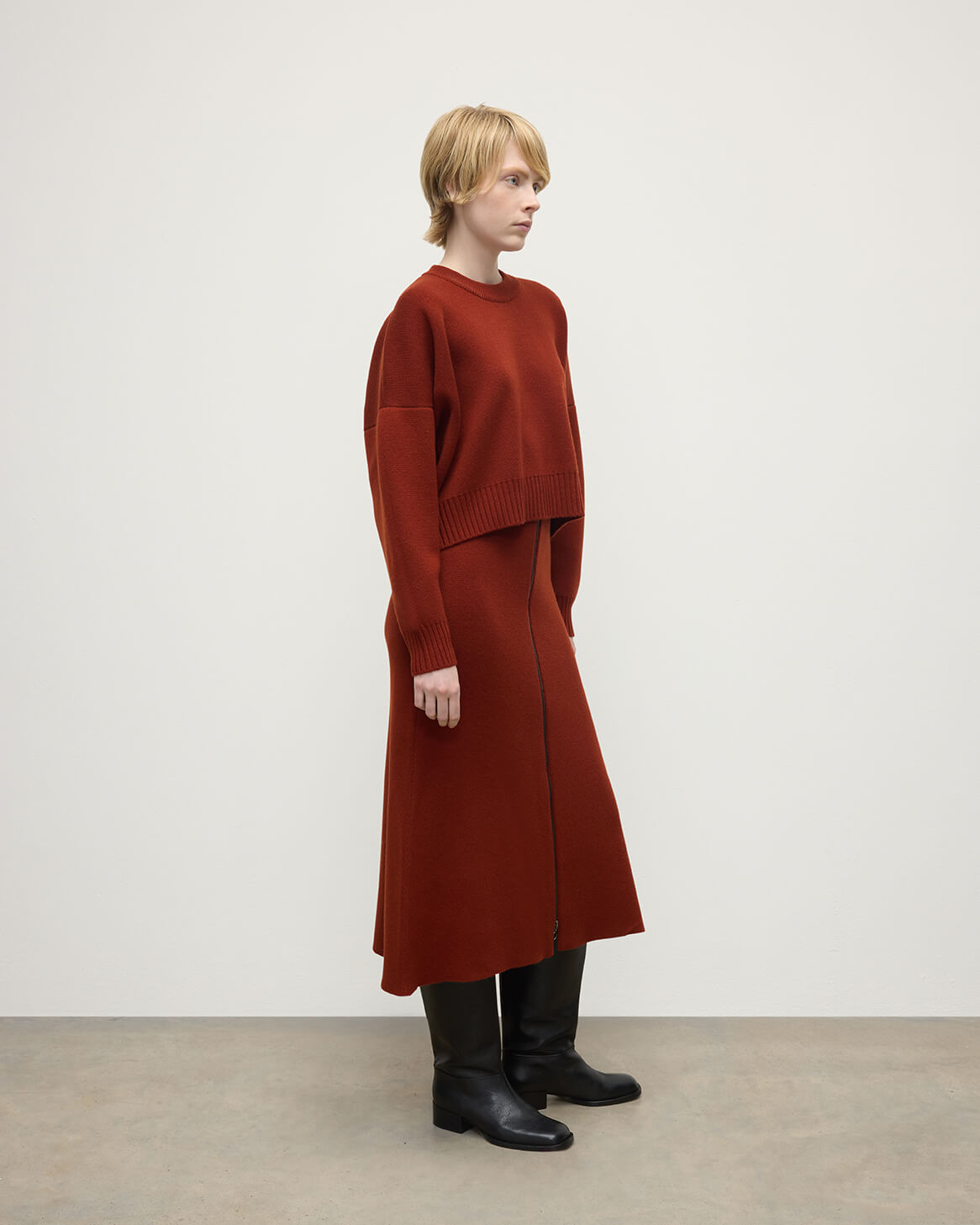 Cropped Milano Red Cashmere Jumper - 3