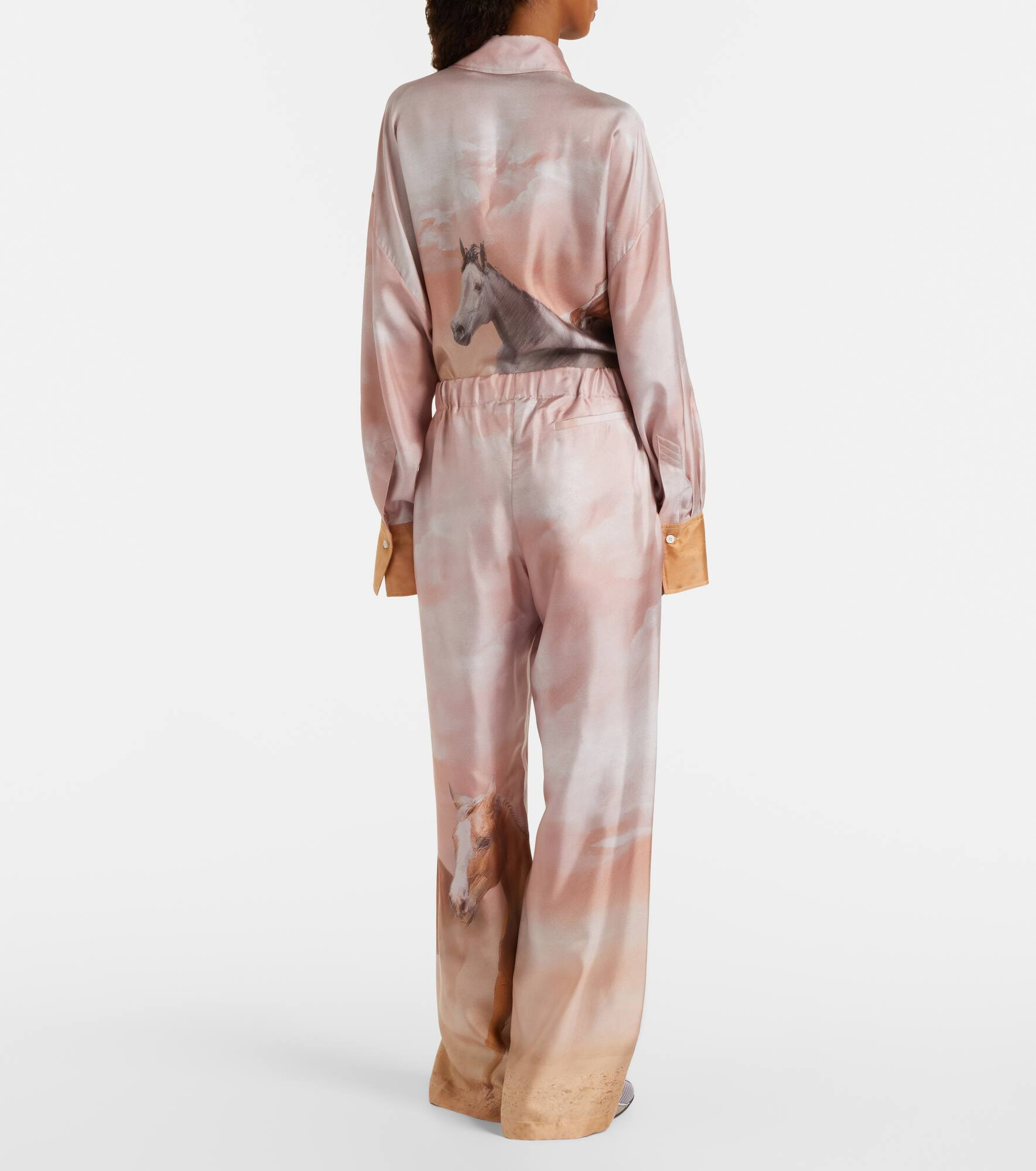 Printed silk twill palazzo pants - 3