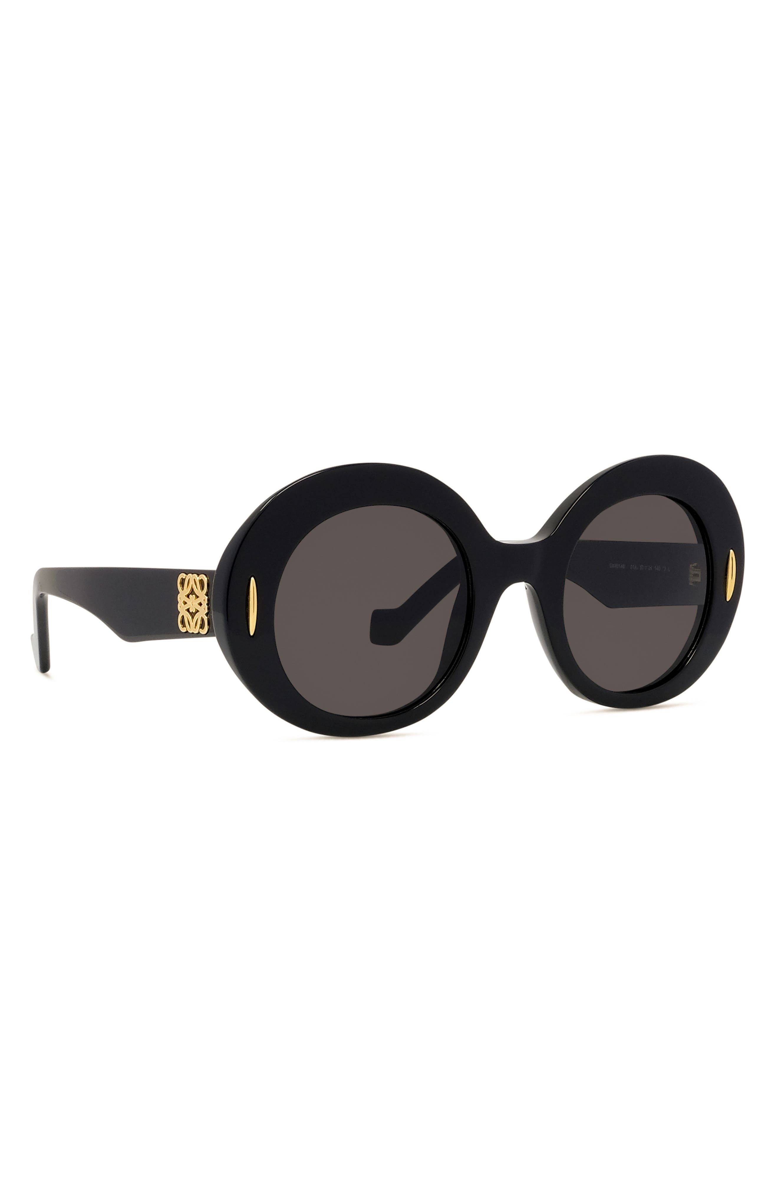 Loewe Anagram 50mm Oval Sunglasses in Shiny Black /Smoke at Nordstrom - 6