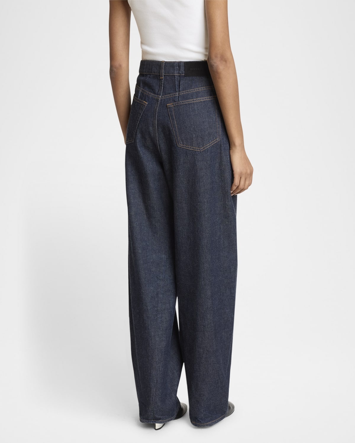 Mid-Rise Barrel-Leg Denim Cocoon Trousers - 3