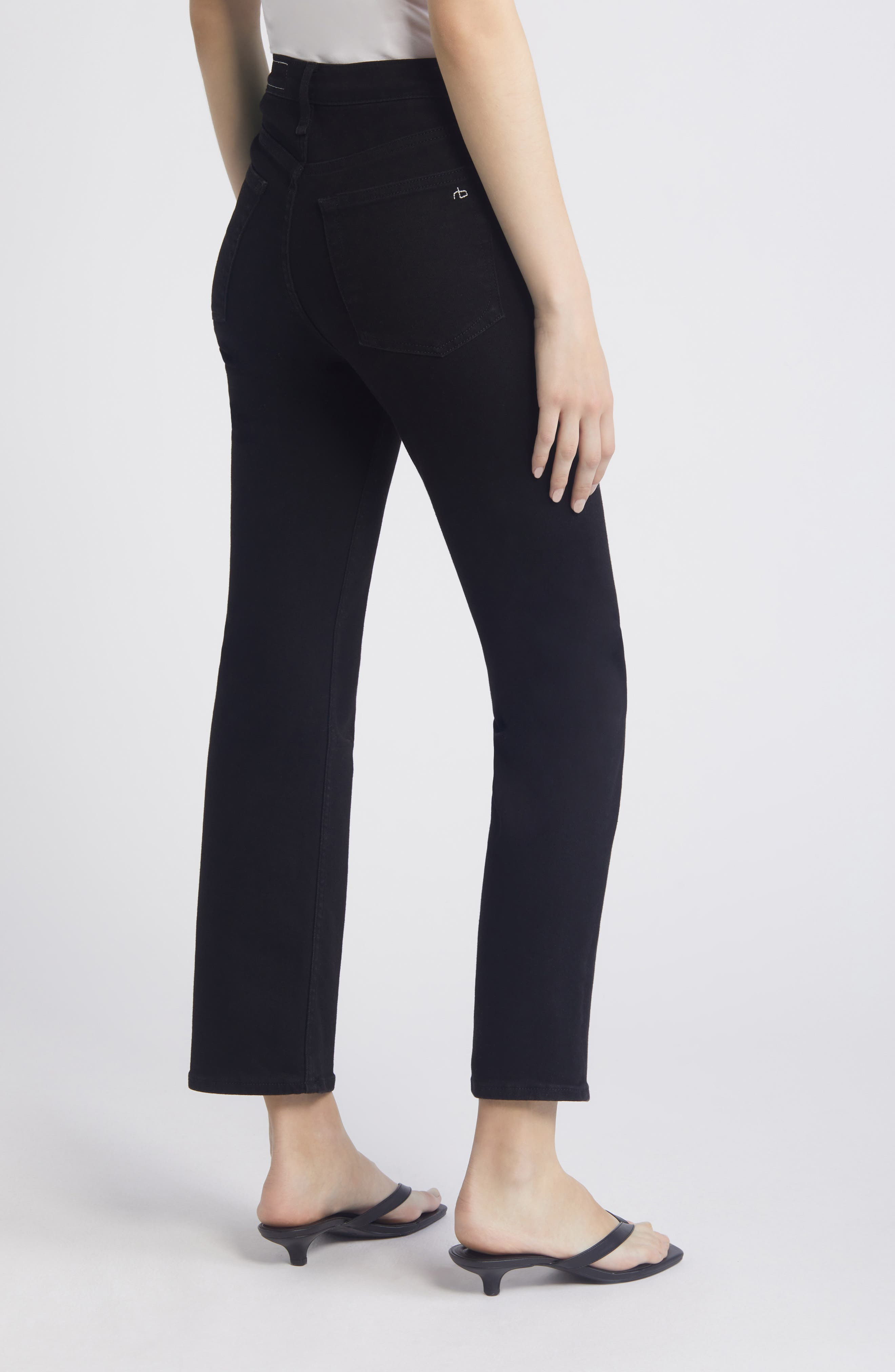 rag & bone Flexi Harlow Mid Rise Ankle Straight Leg Jeans in Black at Nordstrom - 2