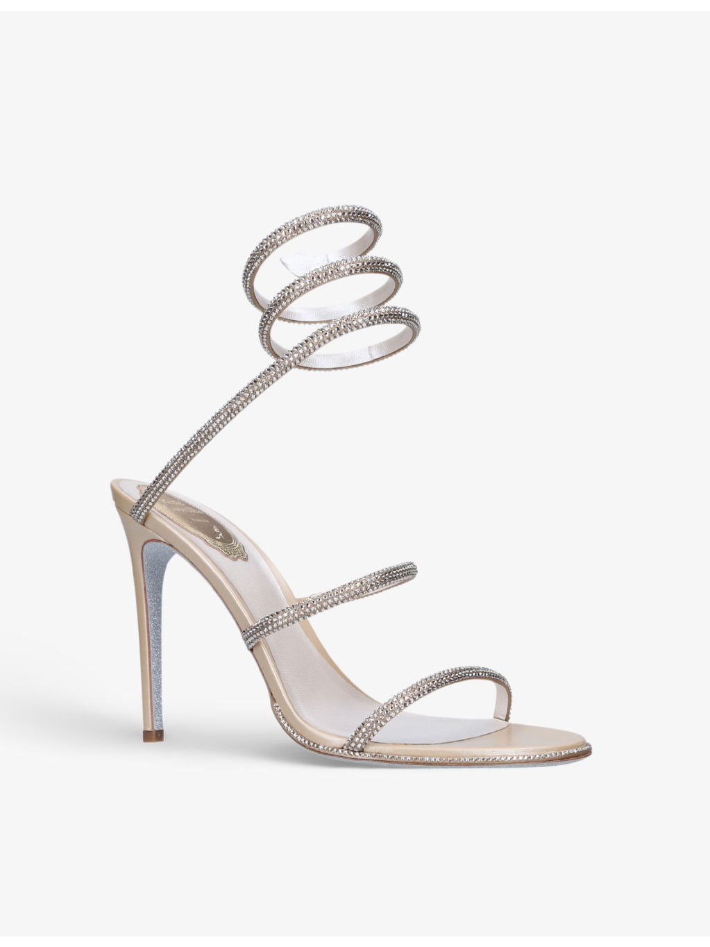 Cleo crystal-embellished leather heeled sandals - 5