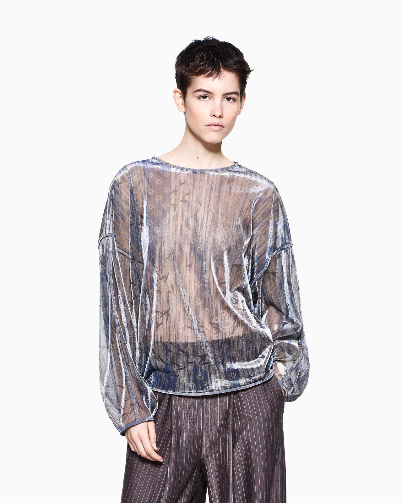 CREW-NECK JUMPER IN LAMÉ-EFFECT JERSEY - 4