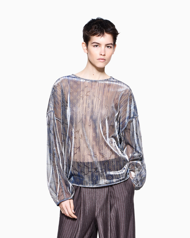 GIORGIO ARMANI CREW-NECK JUMPER IN LAMÉ-EFFECT JERSEY outlook
