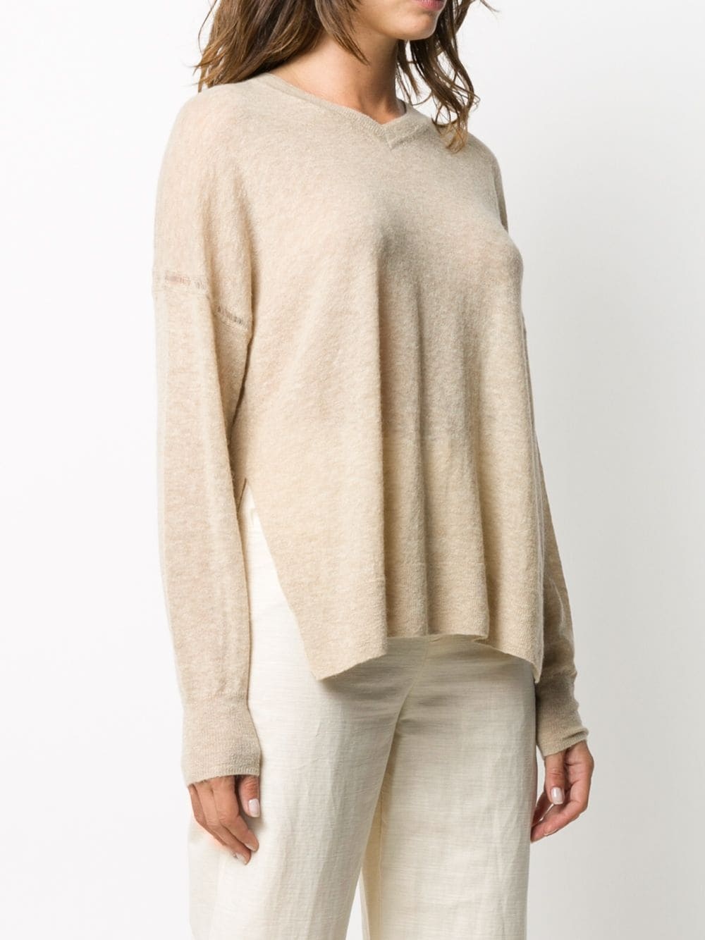 fine-knit slit hem jumper - 3