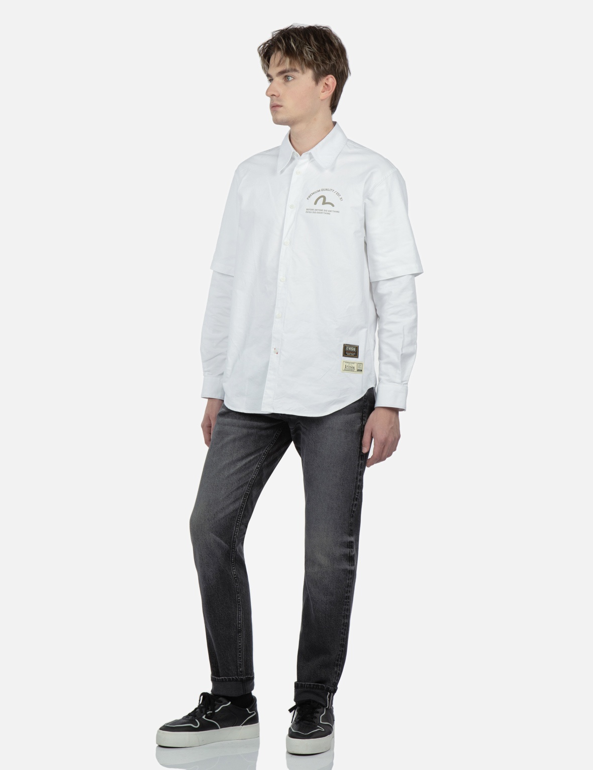 KAMON AND LOGO EMBROIDERED CARROT FIT JEANS #2017 - 1