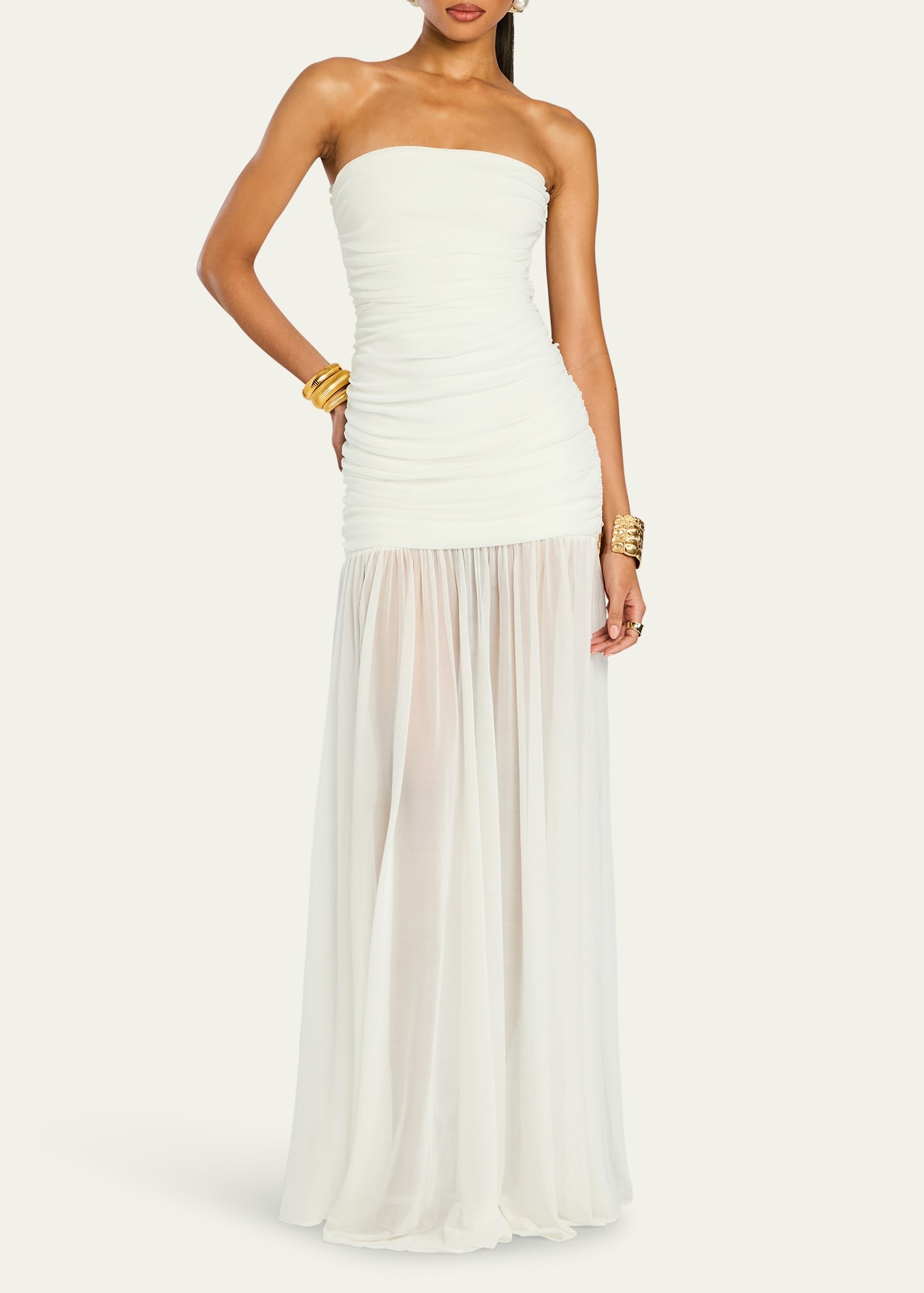 Adele Ruched Strapless Maxi Dress - 2