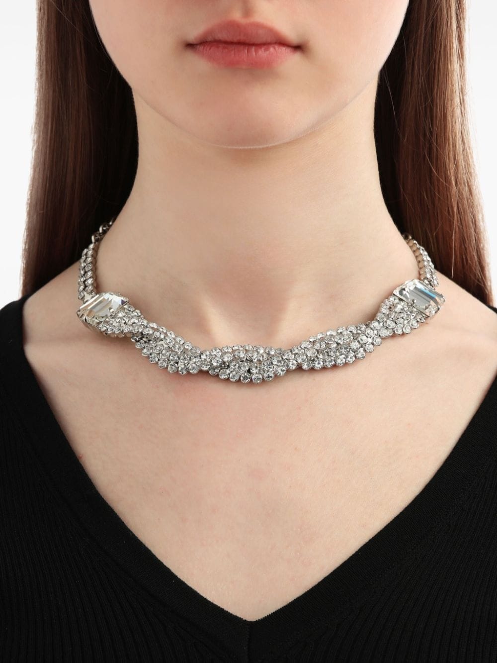 crystal-embellished twist collar nekclace - 6