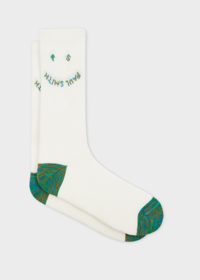 White Space-Dye 'Happy' Socks 1