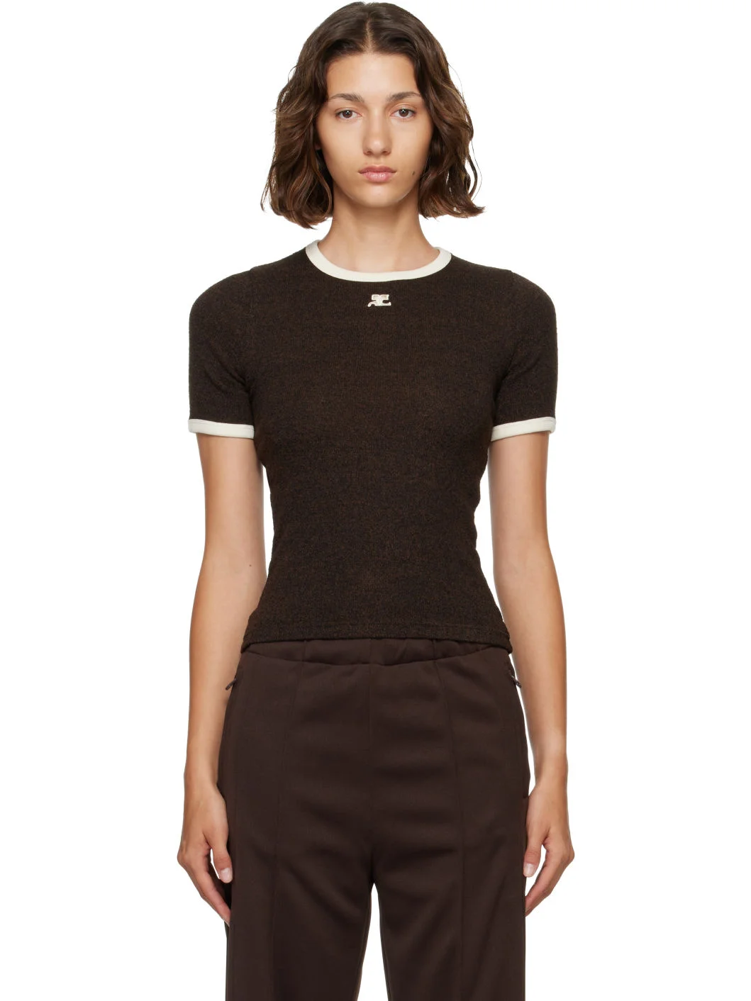 Brown Heather Contrast T-shirt - 1