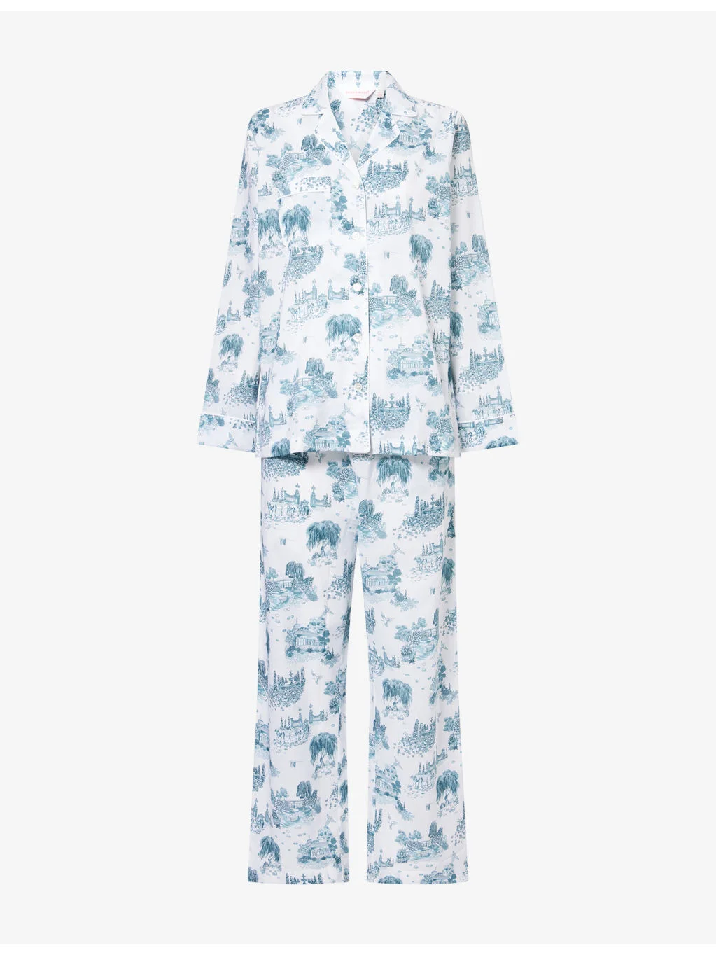 London Toile Printed Cotton Pyjama Set - 1