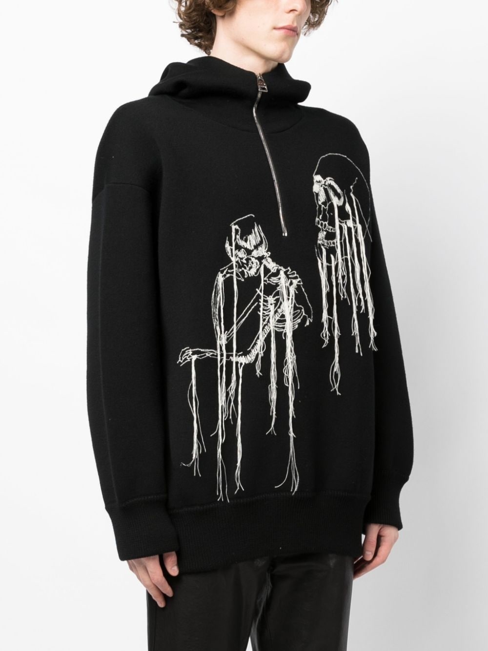 skull-print knitted hoodie - 3