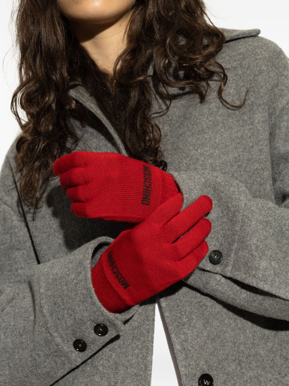 logo-embroidered wool-blend gloves - 5
