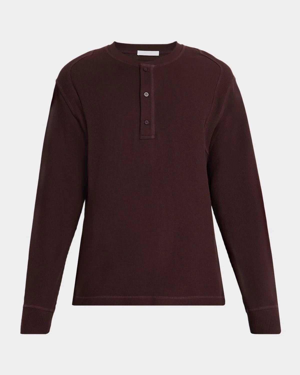Men's Cotton Waffle Knit Long-Sleeve Henley T-Shirt - 1