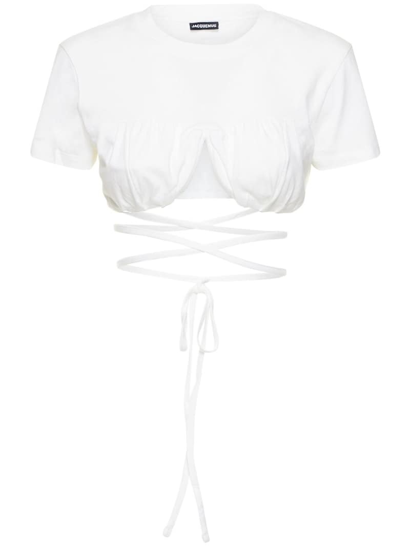 LE T-SHIRT BACI COTTON SELF TIE CROP TOP - 1