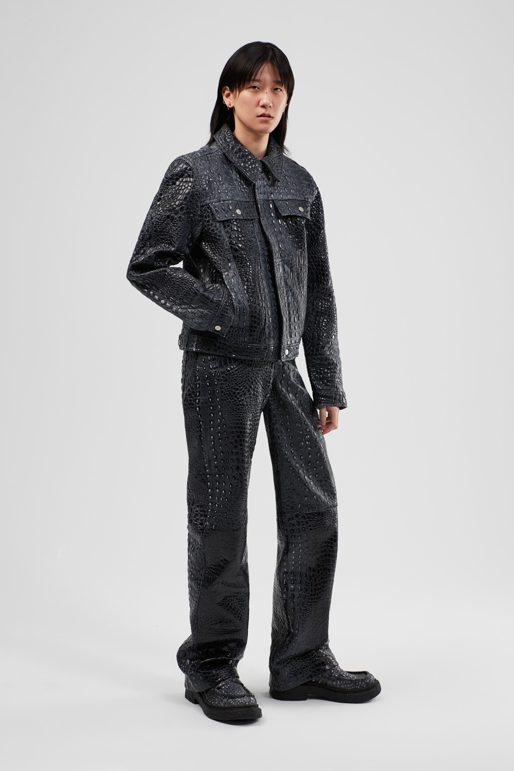 Dark Gray Leather Jacket - 4