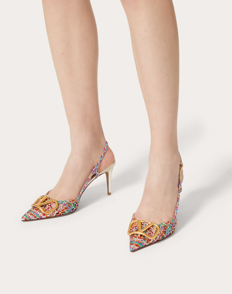 VLOGO SIGNATURE SLINGBACK PUMP IN WOVEN METALLIC NAPPA 80 MM 6
