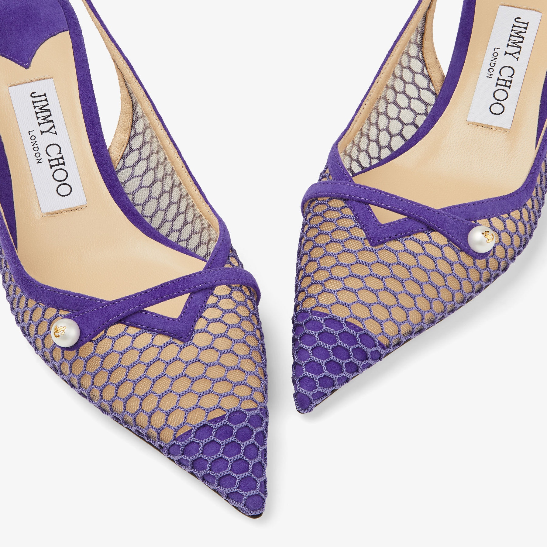 Amita 45
Purple Fishnet and Mesh Sling Back Pumps - 3