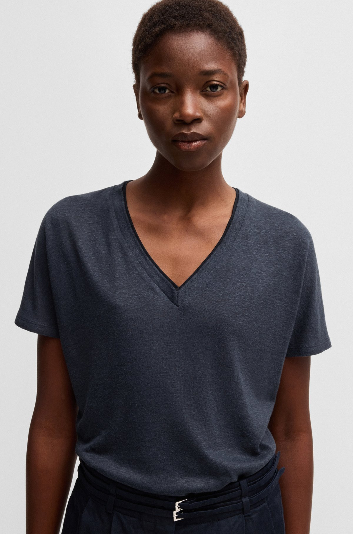 V-NECK T-SHIRT WITH DOUBLE B MONOGRAM - 5