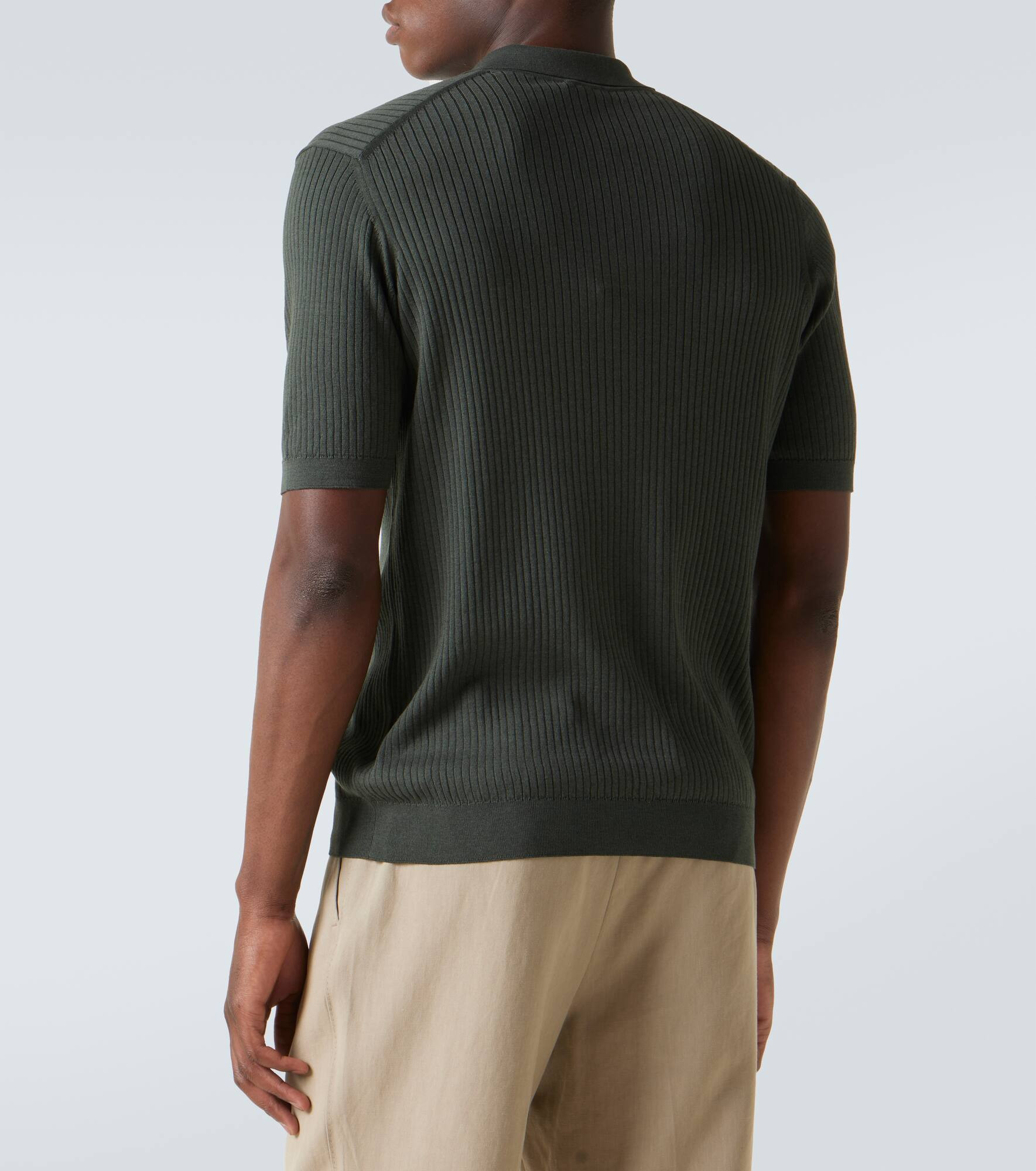 Ribbed-knit silk and cotton polo shirt - 4