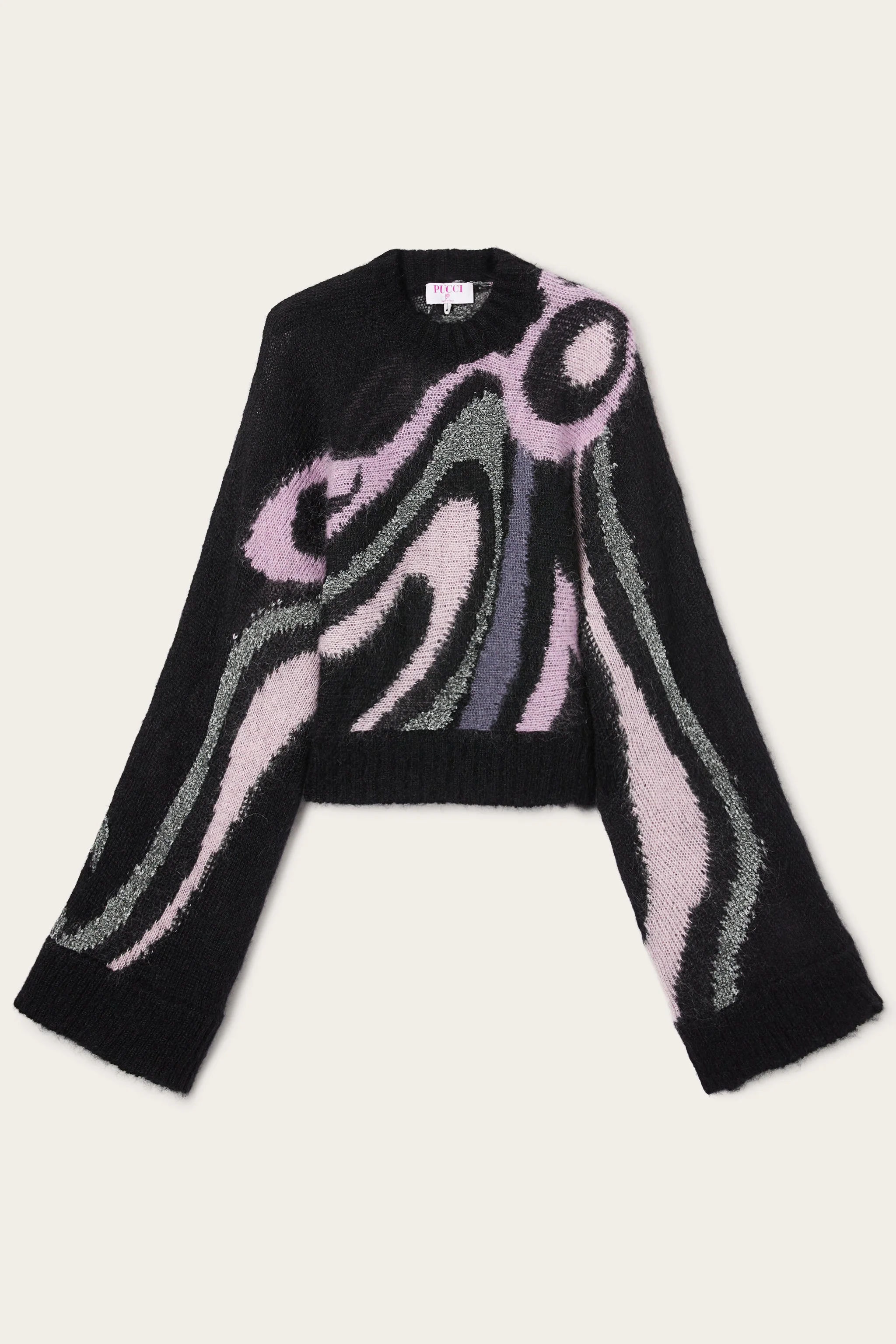 CROPPED SWEATER WITH MARMO INLAY - 1