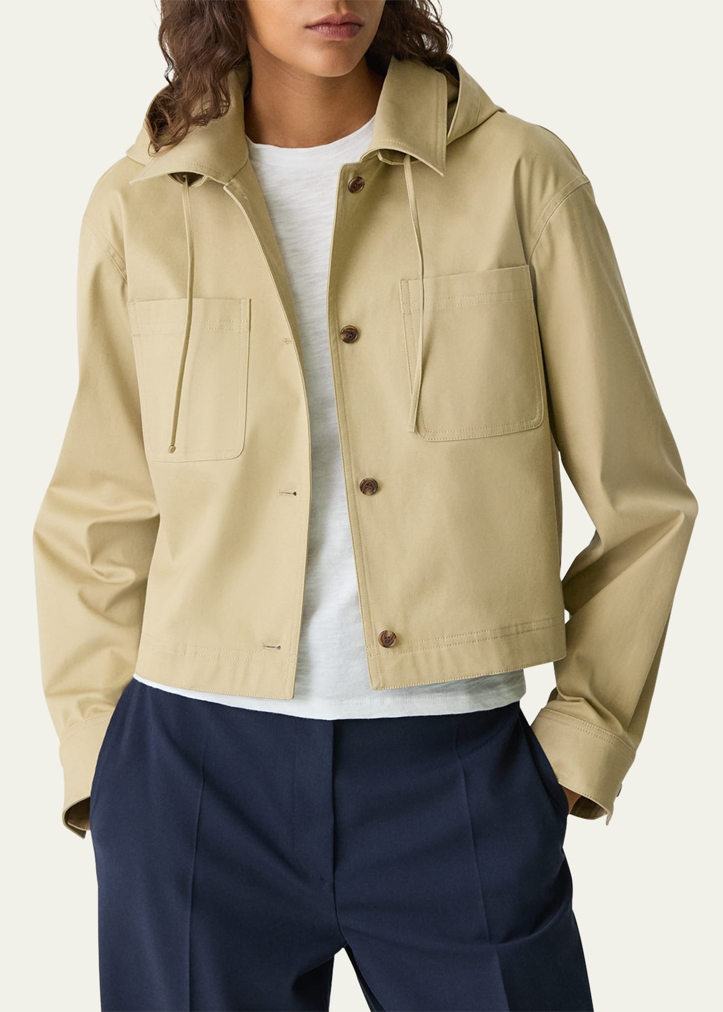 Hooded Cropped Cotton Jacket - 5