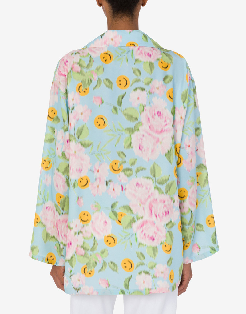 Moschino SILK SATIN SHIRT SMILEY® & ROSES outlook