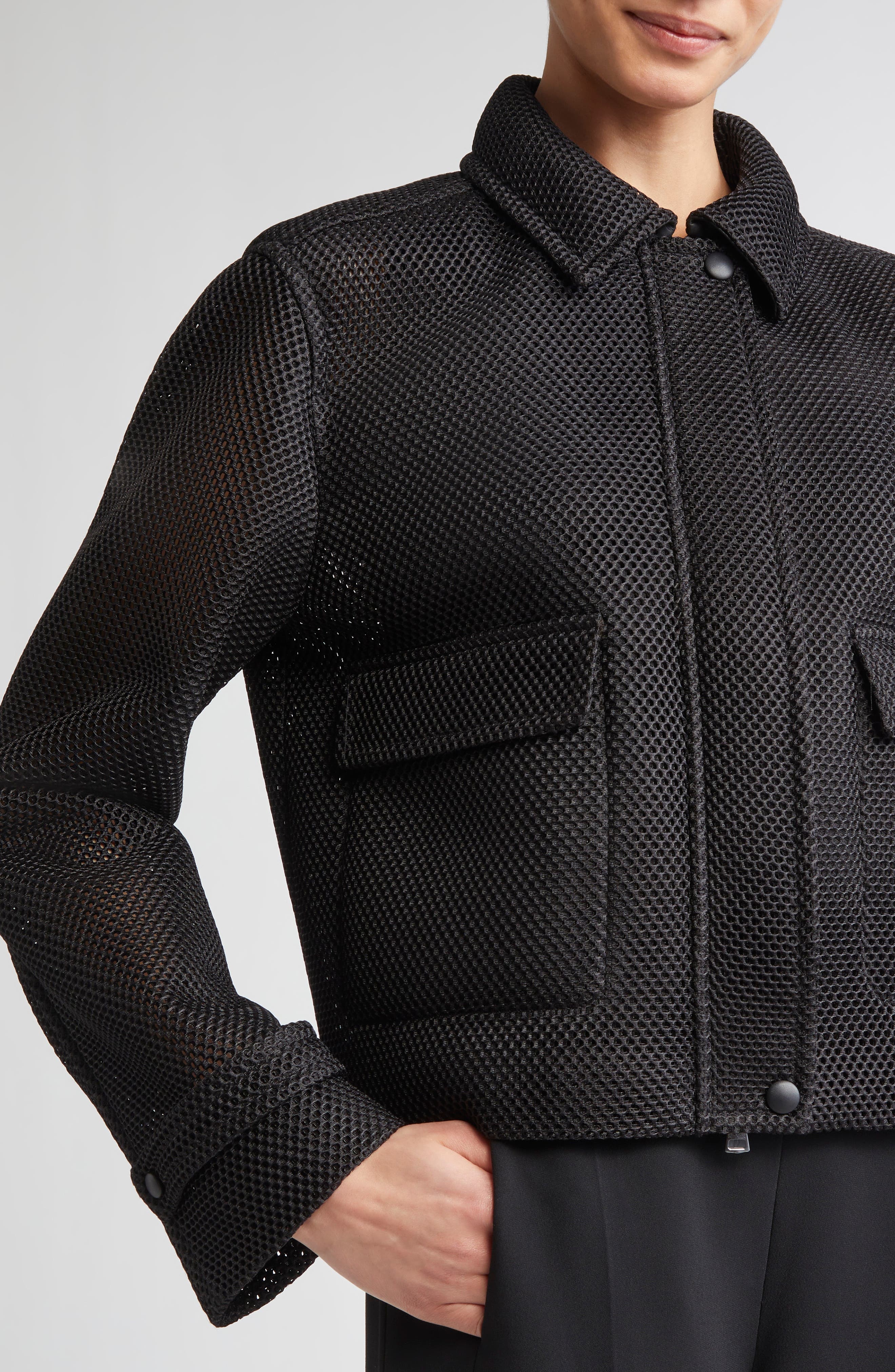 Max Mara Strenna Technical Mesh Jacket in Black at Nordstrom - 4