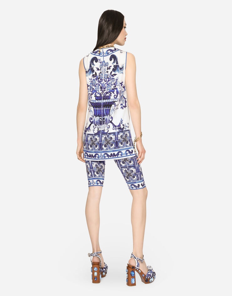 Majolica-print charmeuse top - 4