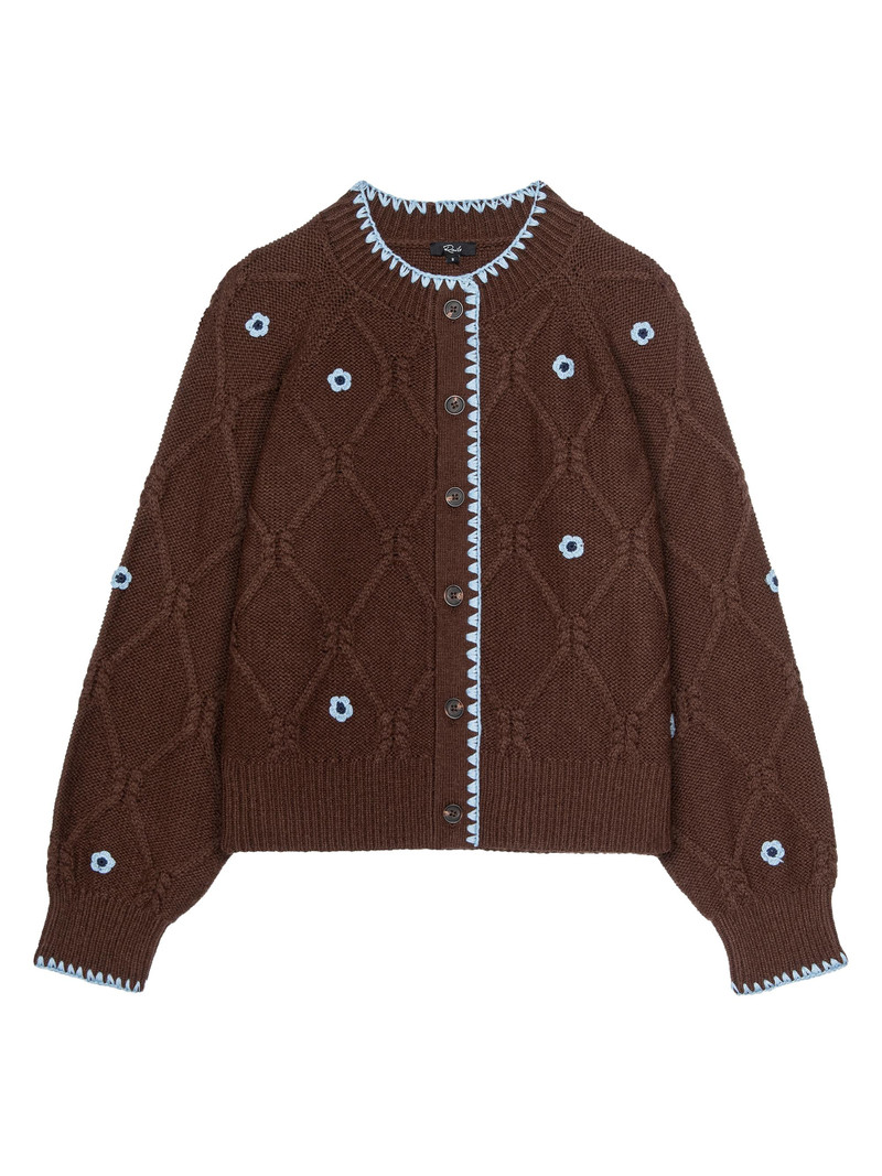 Women's Laurie Floral Cable-Knit Cardigan - Walnut Daisy 1