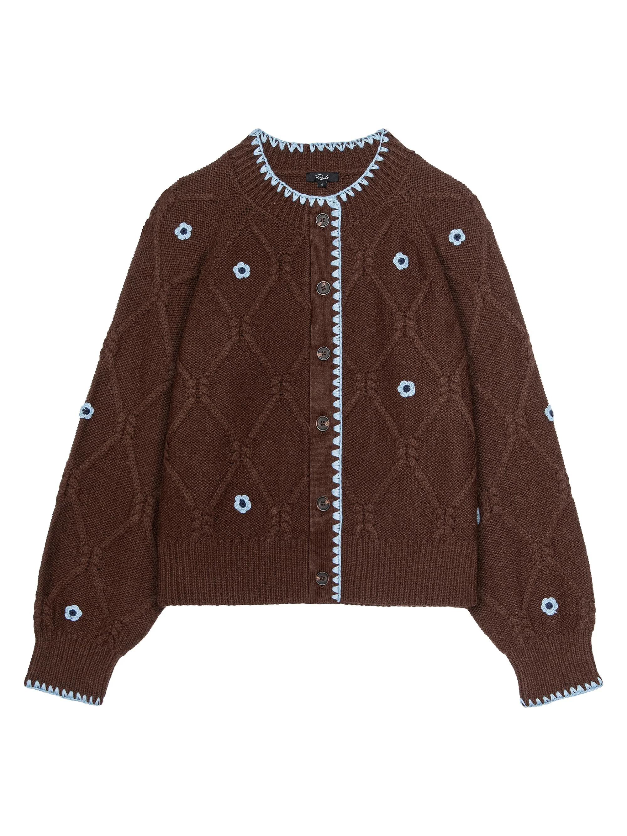 Women's Laurie Floral Cable-Knit Cardigan - Walnut Daisy - 1