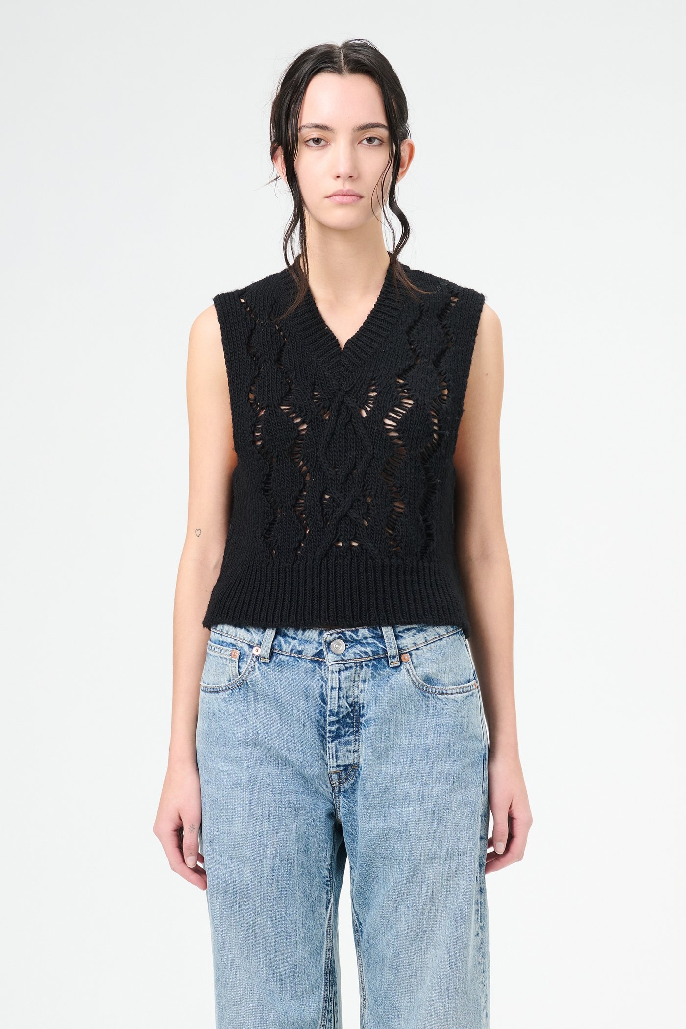 Cable Michigan Tank Black Fisherman Wool - 3