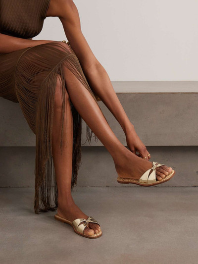 AQUAZZURA Villette metallic leather and raffia sandals outlook
