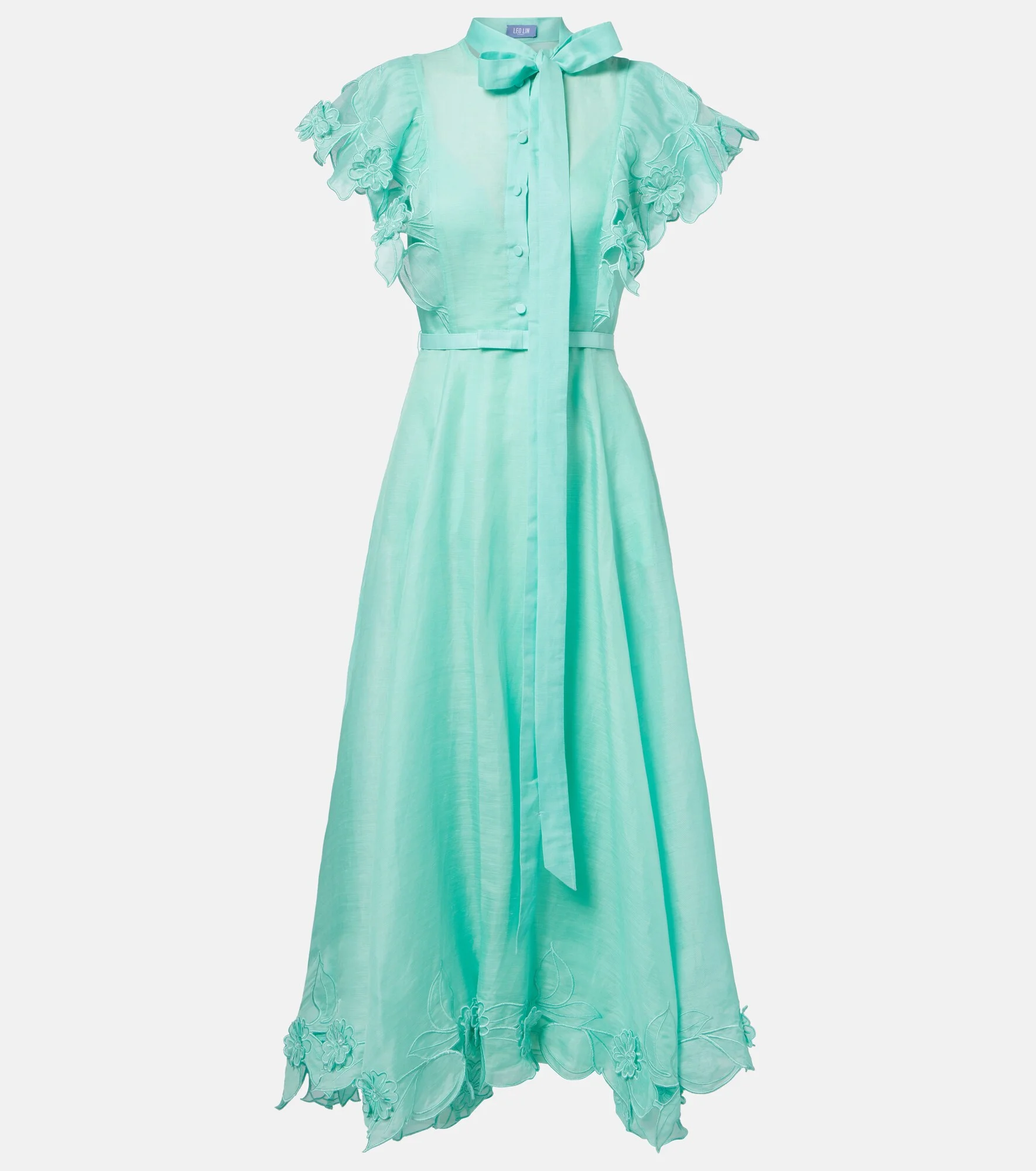 Elsie tie-neck linen and silk maxi dress - 1