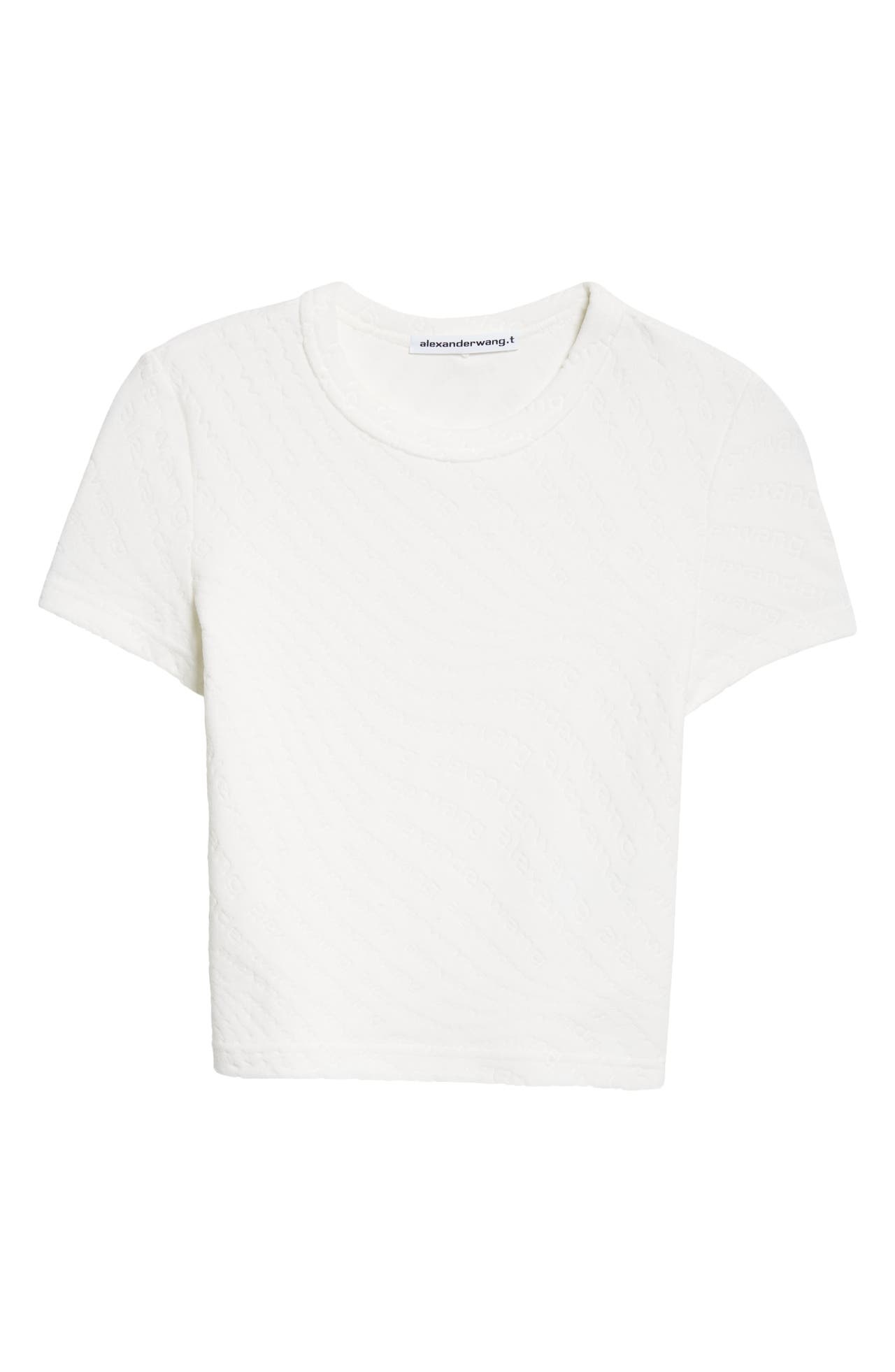 【Alexander Wang】Jacquard logo t-shirt logo jacquard short sleeve baby tee in WHITE | alexanderwang®