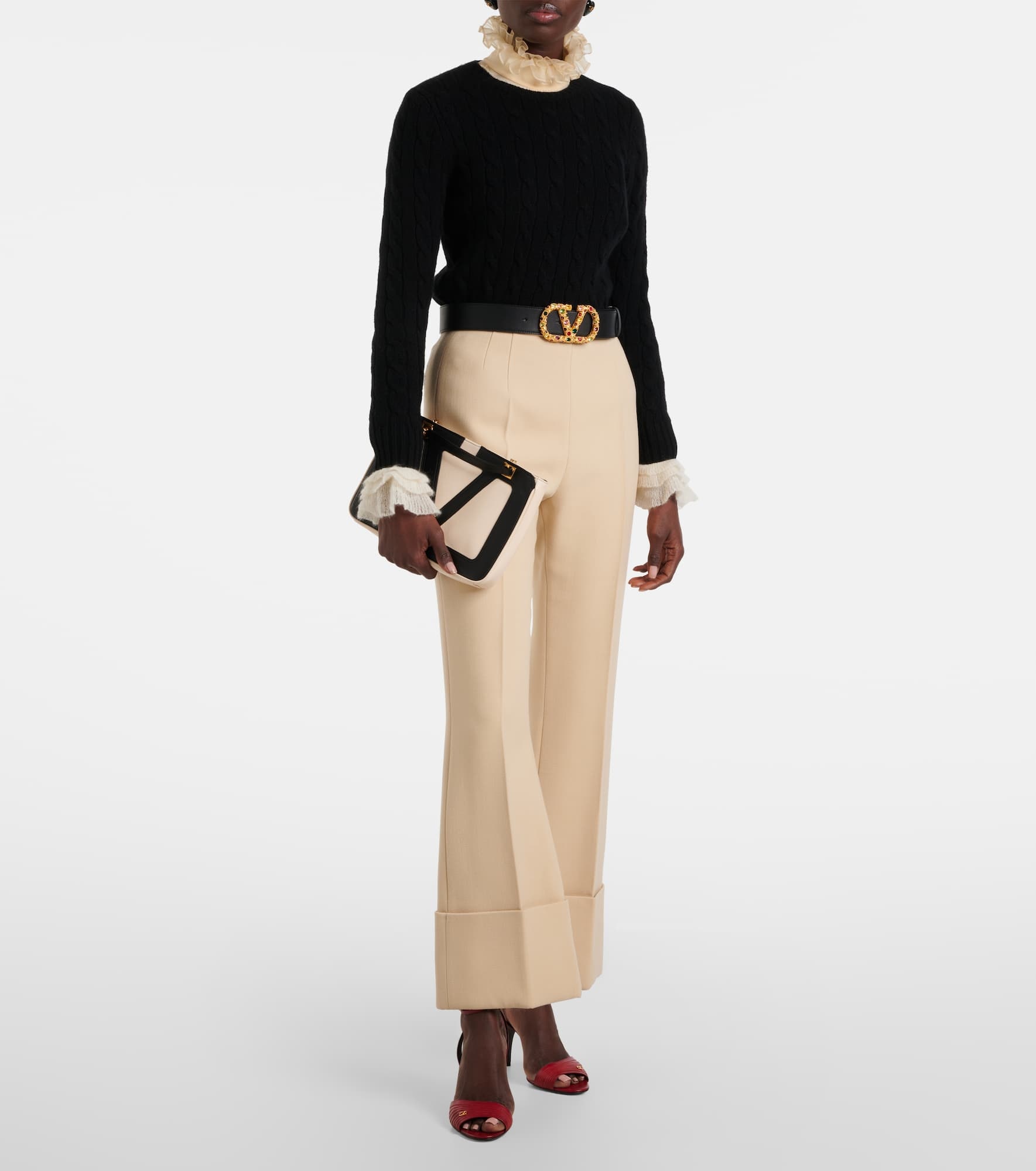 Virgin wool crêpe flared pants - 2