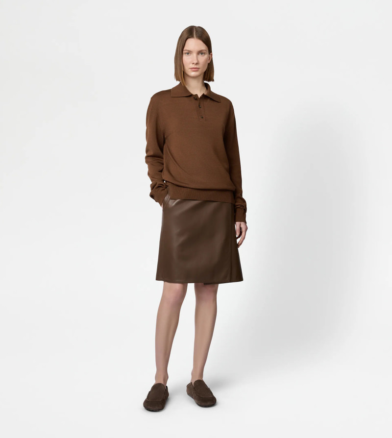Tod's POLO SHIRT IN SILK BLEND KNIT - BROWN outlook