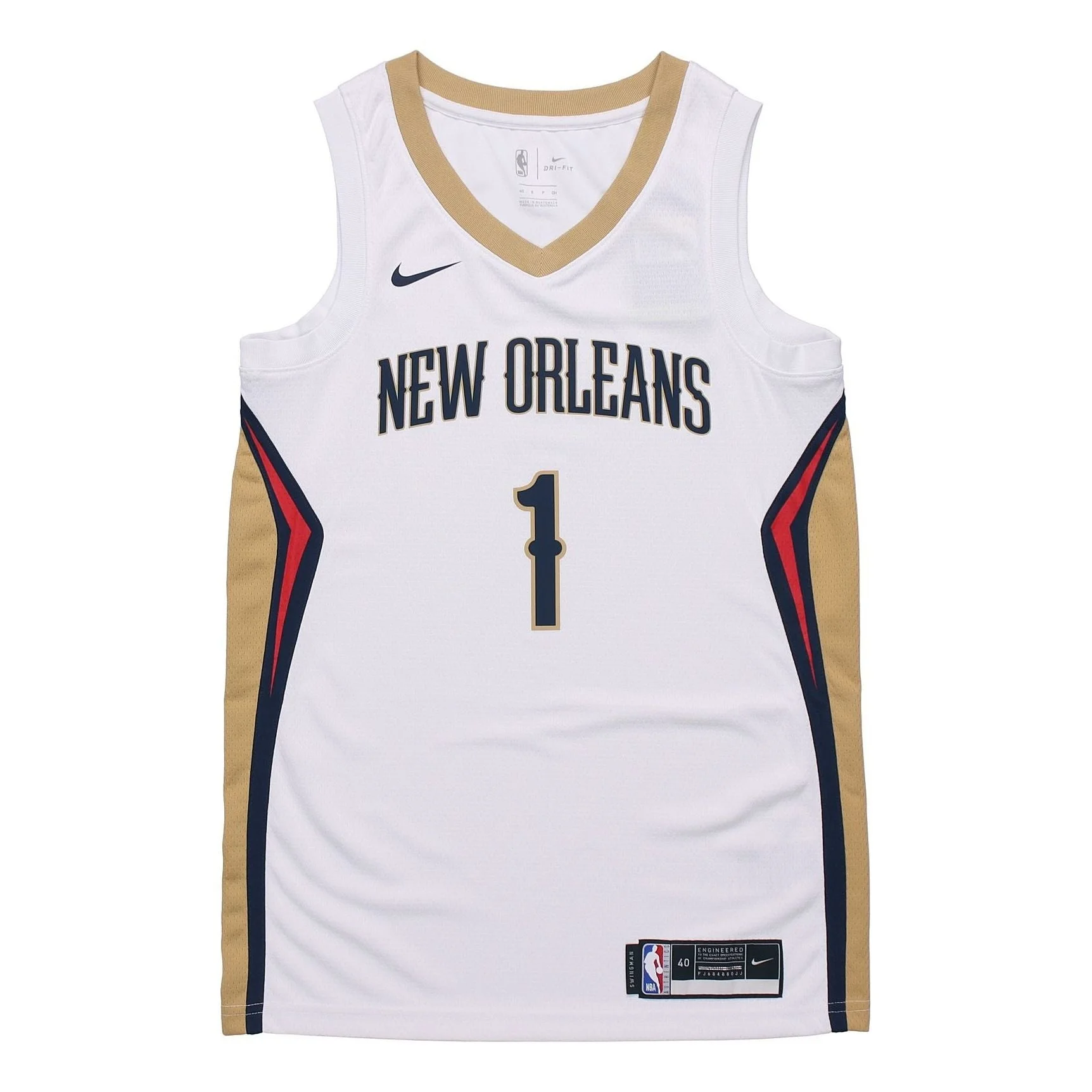 Nike NBA Sports Basketball Jersey SW Fan Edition 20 Season New Orleans Pelicans Zion 1 White CW3601- - 1