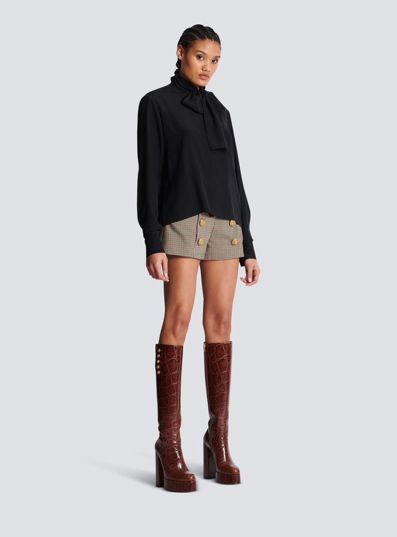 Crepe shirt with bow collar 3
