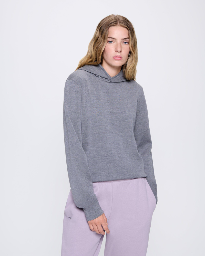 PANGAIA Womens DNA Regenerative Merino Wool Hoodie - Grey Marl outlook