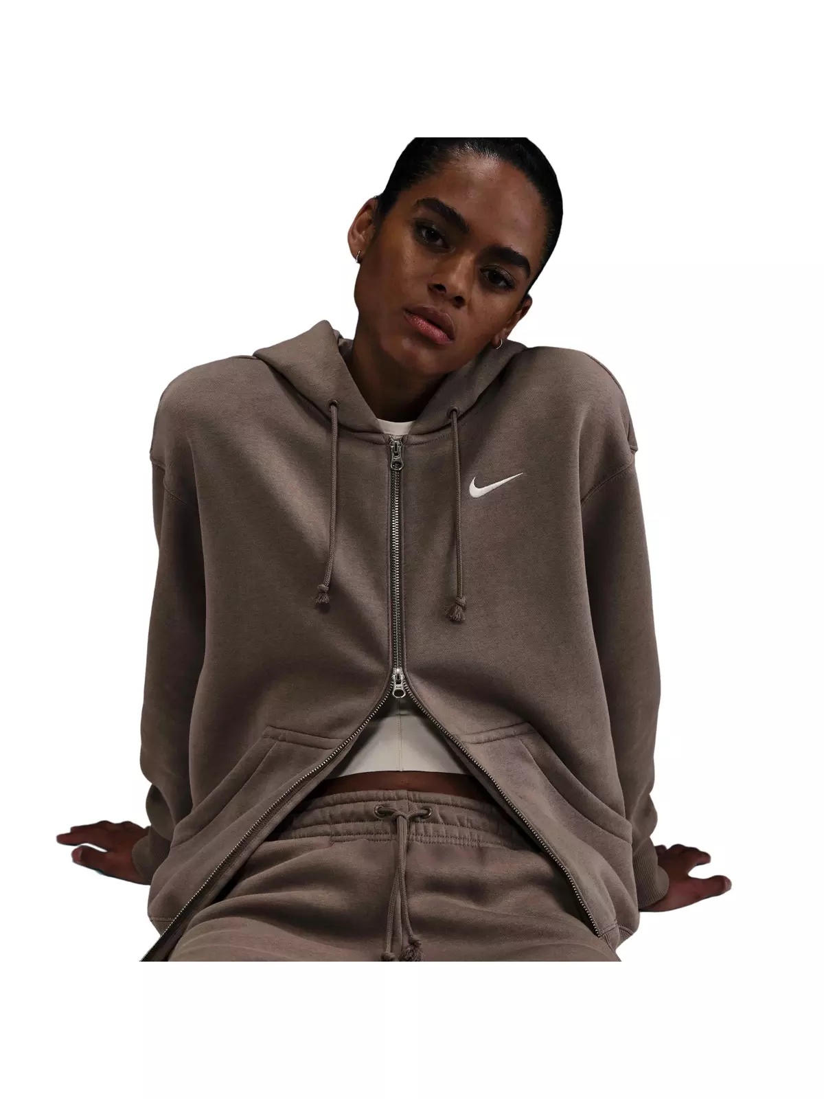 Women's Sportswear Phoenix Fleece Oversized Full-Zip Hooded Jacket - Brown - 3