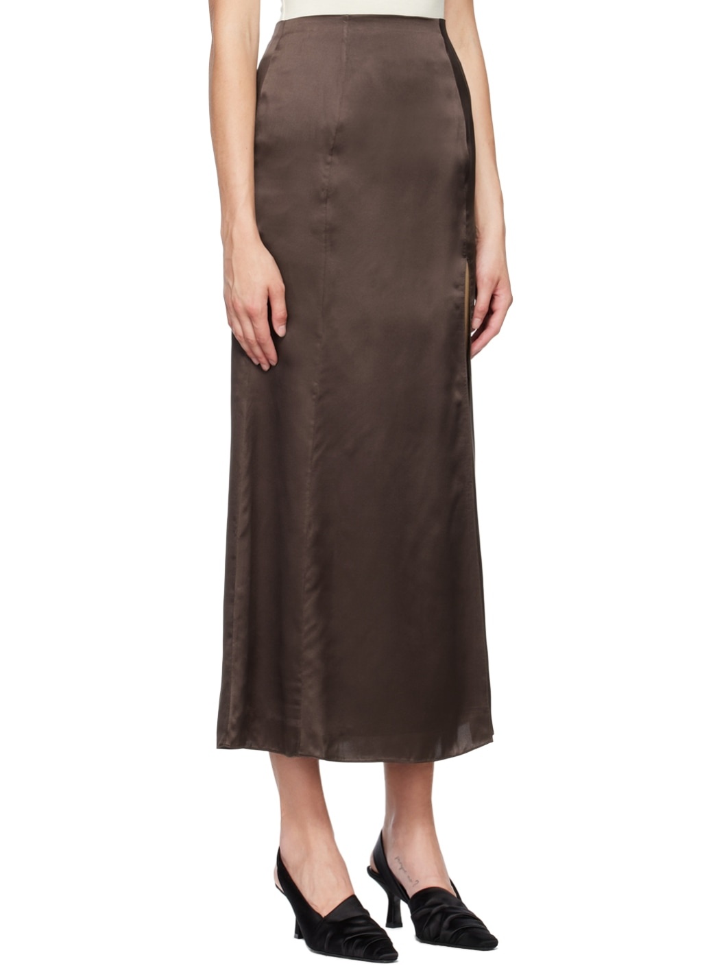 Brown Organic Silk Maxi Skirt - 2