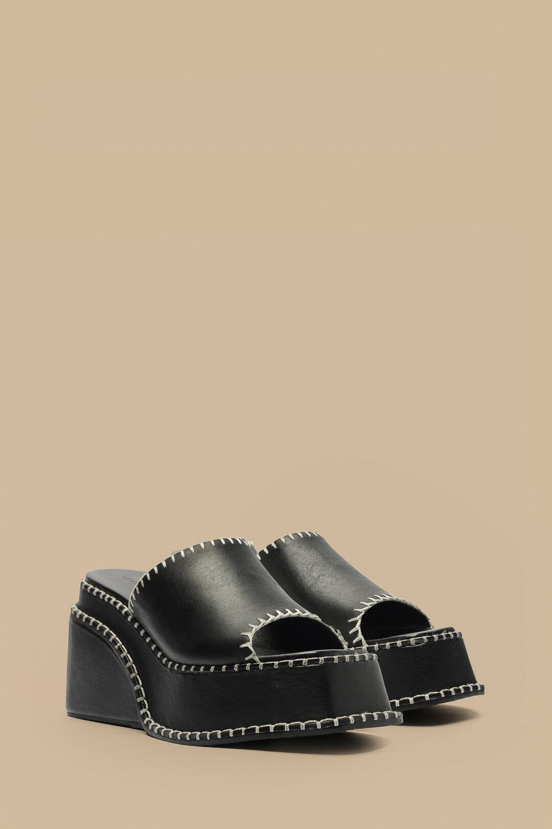 Black Wedge Mule Sandal - 2